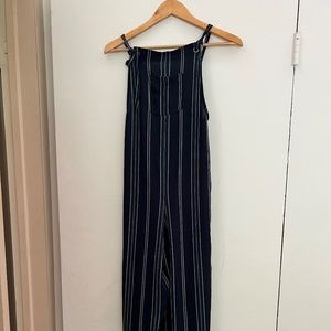 Blue pinstripe jumpsuit